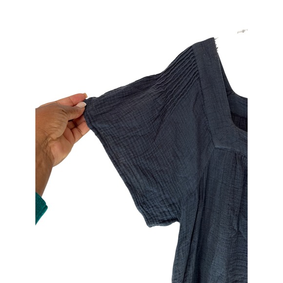 Madewell Lightspun Butterfly Square-Neck Mini Dress Navy Basic Casual Medium - Picture 9 of 15